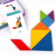 MINKOJA 7 Buah Puzzle Tangram Kayu untuk Anak-Anak, Mainan Puzzle Asah Otak Edukatif untuk Siswa Sekolah Dasar untuk Meningkatkan Kemampuan Berpikir Logis - MultiWarna - View 3