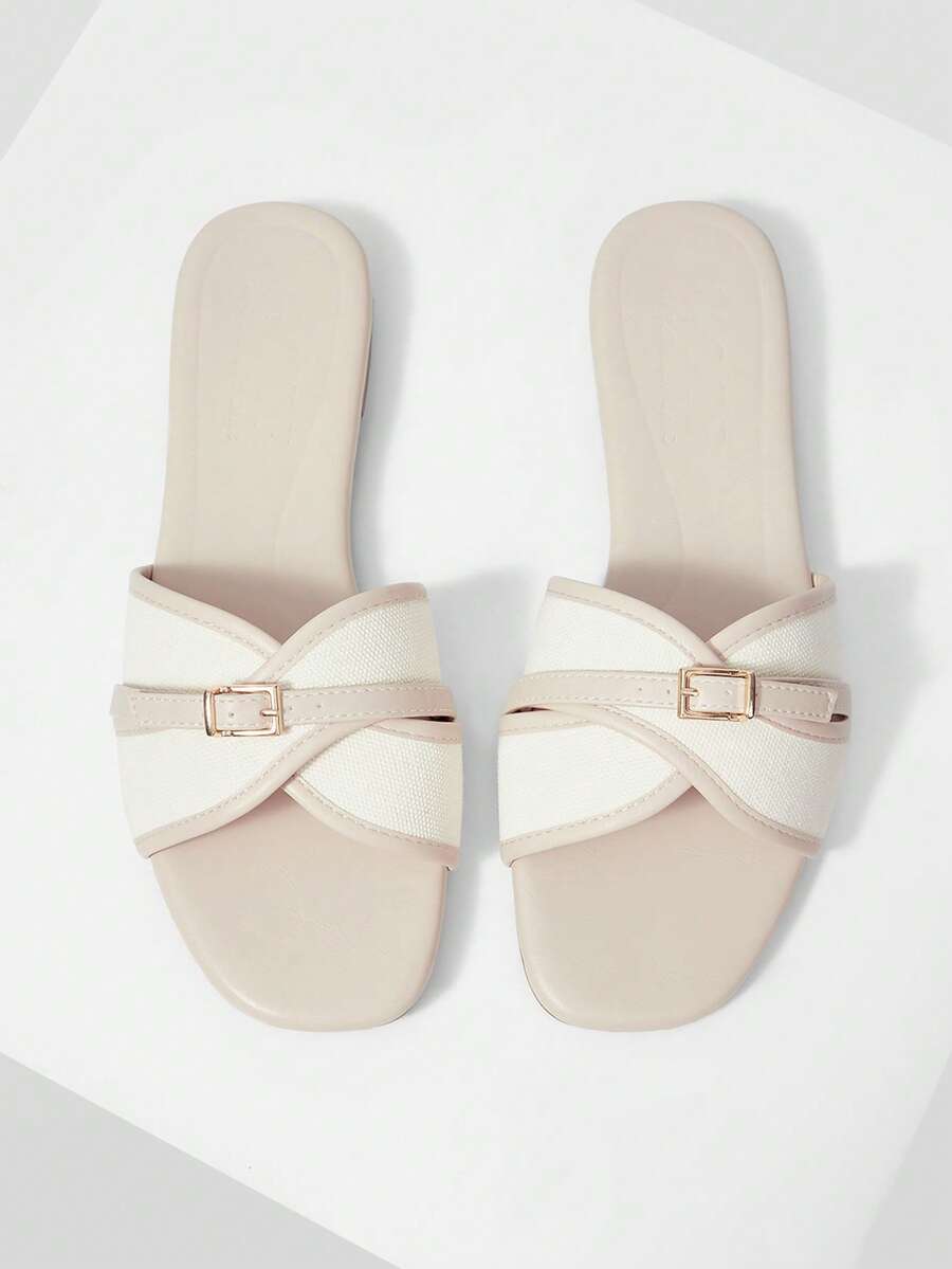 MOTF LADIES SWEET COLOR MATCH BUCKLE APRICOT FLAT SANDALS - Apricot - View 2