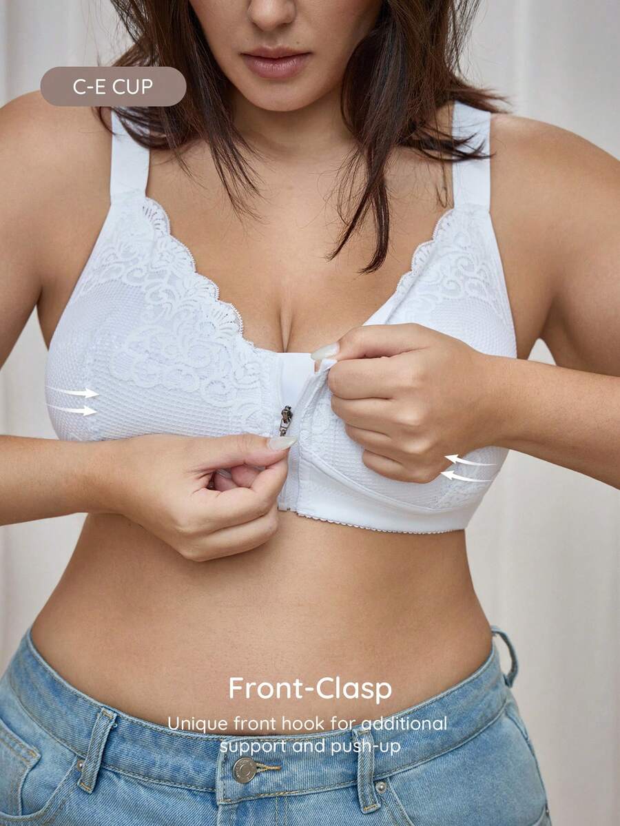 Bralution Plus Size Women's Lace Casual Everyday Bra - White - View 1