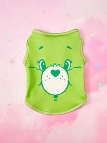Care Bears X PETSIN 1件可愛心形熊卡通熊圖案黃綠數位印花寵物背心，透氣親膚，適合舒適室內休息或戶外玩樂 - 彩色 - 查看 30