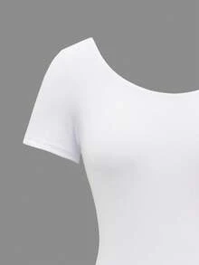 Dewbera Dewbera Sports One-Piece White Long-Sleeved Shorts Style, Casual Fitness Wear - White - View 8