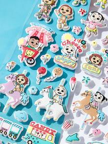 CoComelon X SHEIN Cute Graffiti Sticker, Suitable For Decorating Notebooks, Phone Cases, Suitcases, Etc - Rectangle - View 2