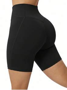 Velisys Velisys Plus Size Women's Solid Color High Waist Athletic Shorts 3 Pieces Set - Multicolor - View 4