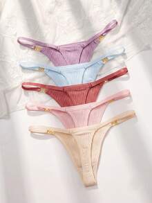 PetitDoll 5pcs Women's Colorful Cute Plus Size Thongs Suitable For Summer - Multicolor - View 2