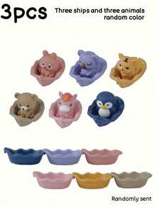 MINKOJA Animal Boat Bath Toy, Floating Water Figure With Connectable & Stackable Design, Mix-And-Match Animal Figure For Tub Play, Ideal Birthday & Holiday Gift, Pool & Bath Time Entertainment For All Ages, Versatile Floating Activity Toy - Multicolor - View 9