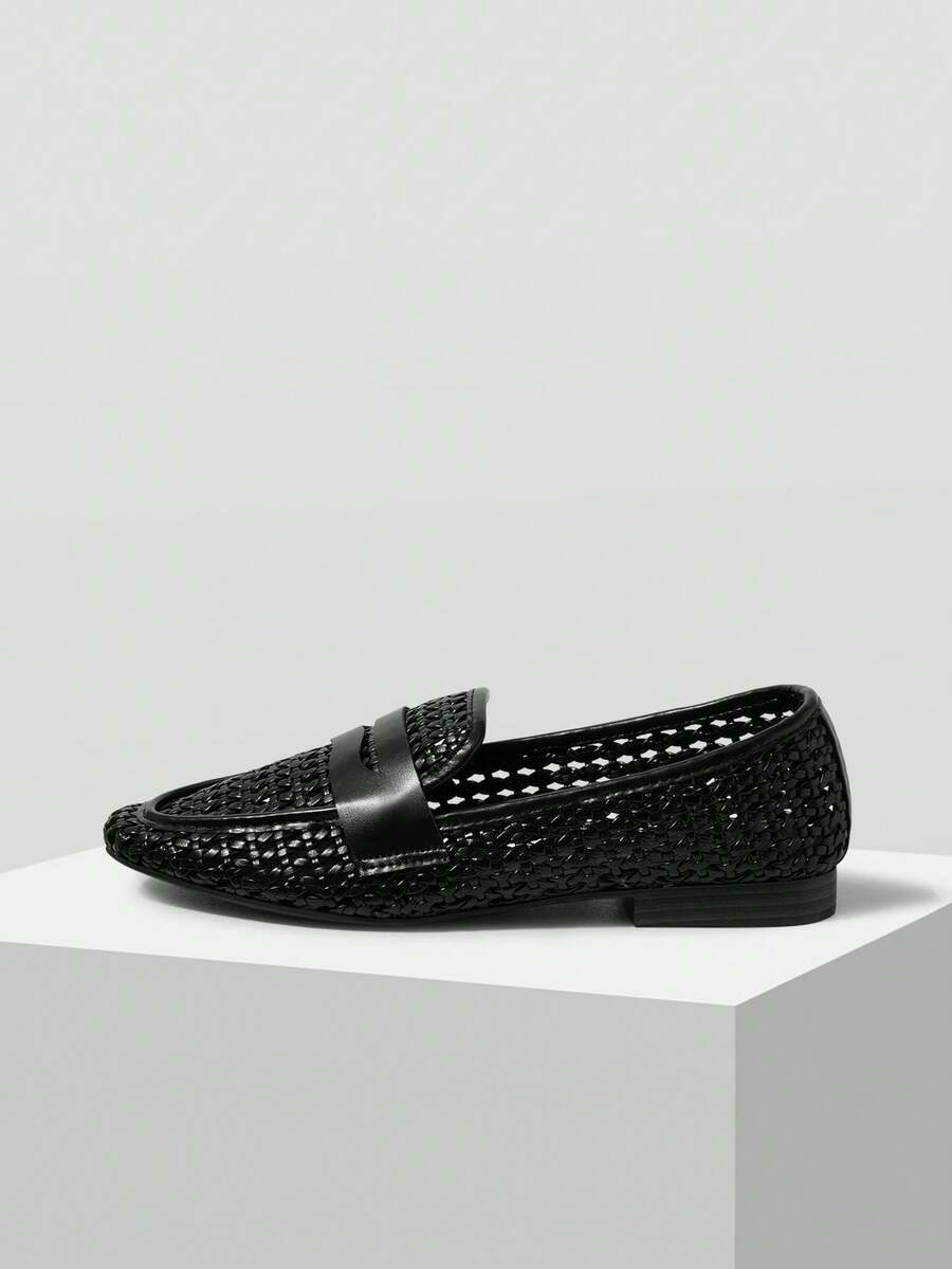 MOTF BUCKLE SIMPLE AND GENEROUS FASHION VERSATILE LEISURE WORKPLACE COMMUTE EMPTY WOMEN FLAT SHOES - ink black - View 2