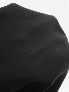 Maija Plus Size Elegant Commuter Solid Color Tie Wrap Blouse - Black - View 8