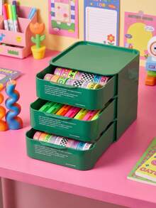 Zazumi 1Pc/3Pcs Desktop Drawer Organizer Box, Thickened Plastic With Minimalist Letter Print, Detachable Multi-Layer Stacking Structure For Sundry Sorting, Storage Solution For Student Dorm Home Study And Office Desktop Arrangement - multicolor - View 6