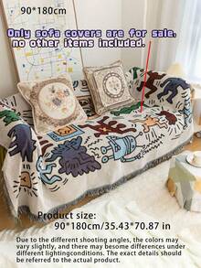 Japanese Korean Style Graffiti Sofa Cover, Ins Universal Dustproof Sofa Throw Blanket, Decorative Sofa Towel For Single Sofa - Multicolor - View 11