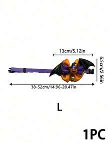 PETSIN 1PC Halloween Bat Wing Bow Tie Pet Collar / Soft Smooth Satin Fabric Halloween Themed Bow With PU Bat Wing Pumpkin Eyeball Decor Adjustable Velvet Neck Strap With Crisp Sound Metal Jingle Bell - Multicolor - View 14