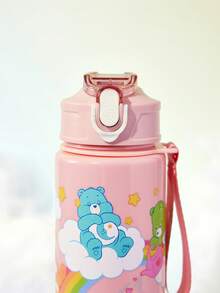 SHEIN X Care Bears 750ml 水瓶，附矽膠吸管與防漏蓋，適合旅行、觀光與學校使用，塑膠材質 - 淺粉色 - 查看 5
