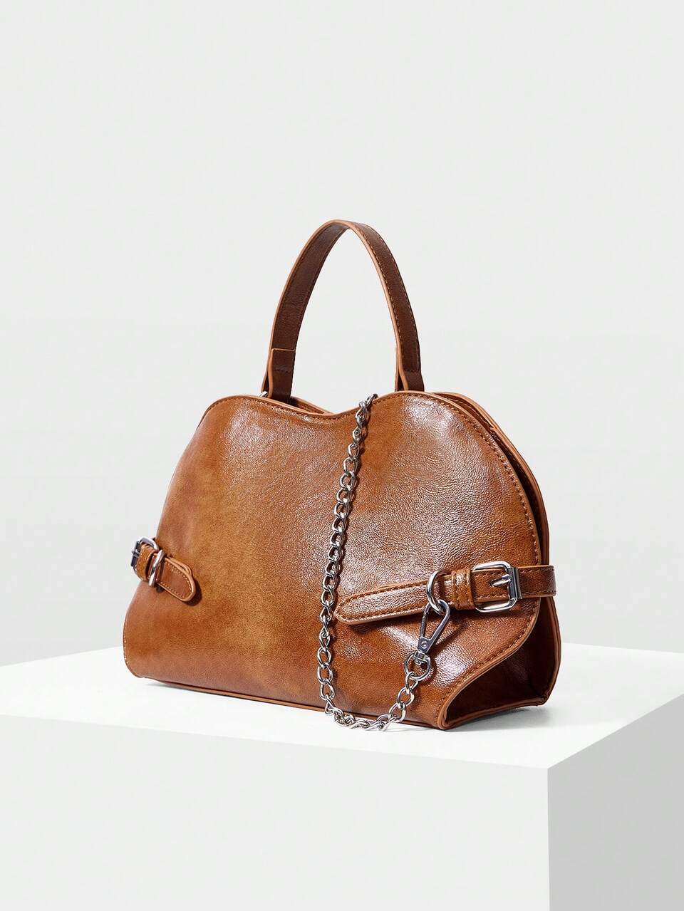 MOTF WOMEN'S FASHION RETRO BROWN HANDBAG, EXQUISITE CHAIN AND BUCKLE DECORATION, SUITABLE FOR DAILY, COMMUTING, CAMPUS, TRAVEL, SHOPPING, HOLIDAY PARTIES