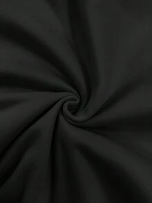 SHEIN EZwear 女士休闲百搭纯色圆领运动衫，适合毕业、教师、返校秋季穿着 - 黑色 - 查看 4