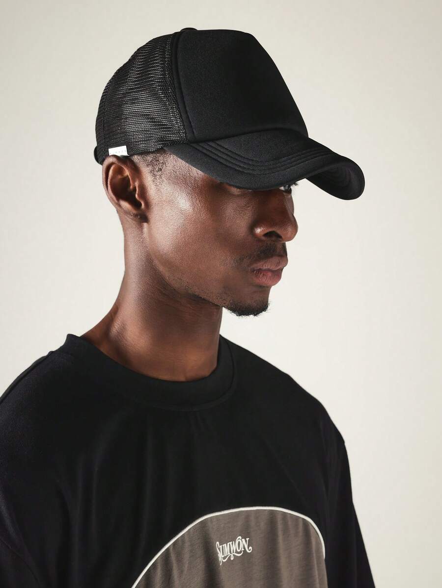 SUMWON Classic Trucker Cap With Mesh Back Panel And Snapback Closure Everyday Casual Hat - Black - View 1
