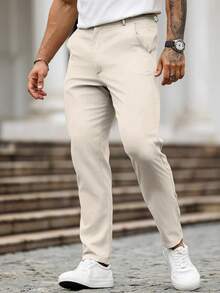 Manfinity Homme Men's Plus Size Casual Versatile Commuter Pants - Apricot - View 5