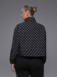 Voyena Women's Plus Size Polka Dot Pattern Long Sleeve Sports Jacket Fall - Black - View 5