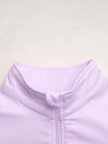 SHEIN 青少年女孩休閒長袖上衣與長褲三件套外套套裝，秋冬款 - 紫色 - 查看 6
