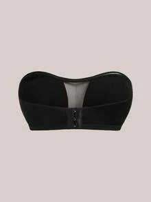 Barelissa 3pcs Bra Tanpa Tali Warna Hitam dengan Motif Jala dan Patchwork untuk Wanita - Hitam - View 6