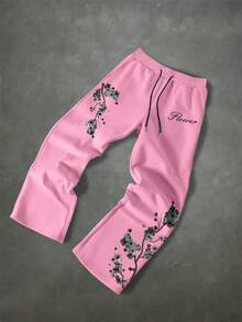 Manfinity EMRG Men's Casual Floral Print Sweatpants - Pink - View 3