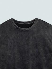 Modcrash Plus Size Men's Casual Washed Round Neck Short Sleeve T-Shirt, Summer - Black - View 7
