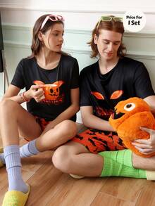 Chillnights Young Bat Halloween Pattern Colorblock Men's Loungewear Set - Multicolor - View 7