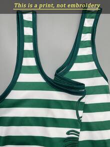 Resyla Women's Fitted Tank Top With Green & White Shrimp Print - Multicolor - View 3