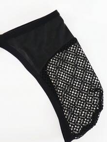Spicy Aura Men's Solid Color Hollow Sexy Daily Triangle Briefs - Black - View 6