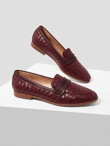 MOTF Zapatos planos casuales, cómodos y versátiles para mujer para Navidad - Burdeos - Ver 3