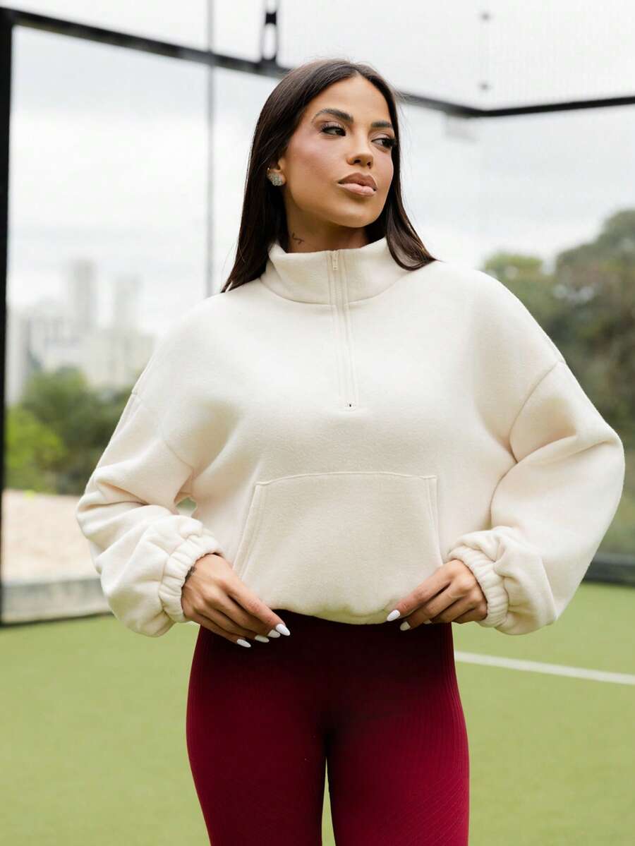 Maju Mazalli 女款落肩長袖抓絨運動衫，秋冬運動款