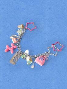 Popjeli 1pc Cute Sweet Cool Pants Chain, Dopamine, Multi-Pendant, Star, Strawberry, Bow, Bag, Comb Pendant, Suitable For Women, Back To School Season - Multicolor - View 7