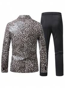 Manfinity AFTRDRK Men's Long-Sleeve Leopard Print Luxury Party Evening Suit Tailcoat Jacket For Banquets - Multicolor - View 2