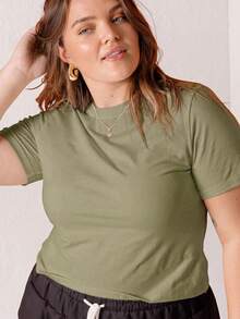 Aralina Curve 白色修身棉質 T-shirt - Limelight Green - 查看 1