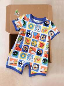 LOONEY TUNES X SHEIN Rompi Kasual Lengan Pendek Leher Bulat untuk Bayi Laki-laki - MultiWarna - View 3