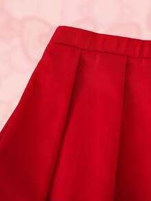 HELLO KITTY AND FRIENDS | SHEIN Set Kaos dan Rok Lipit Motif Kartun untuk Bayi Perempuan - Merah - View 6