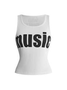 ROMWE Y2K Letter Print Women's Casual Tank Top - White - View 1