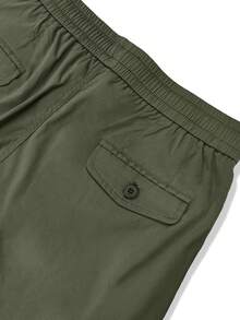 Manfinity Homme Men's Solid Color Cargo Pocket Casual Long Pants - Green - View 6