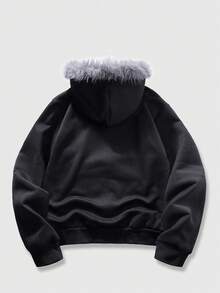 ROMWE MEN Men's Angel Gothic Art Print Streetwear Plus Size Sweatshirt Hoodie - Black - View 3