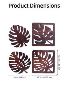 Haus Hana 3/4pcs Wooden Monstera Leaf Coaster Set, Green Or Brown Tropical Cup Mats, Rustic Botanical Drink Coasters For Coffee, Tea, Dining Table, Kitchen, Cafe, Home Decor And Housewarming Gift - Multicolor - View 3