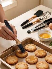 Haus Hana Silicone Baking Set Silicone Scraper 10-Piece Integrated Oil Brush Cake Cream Spatula Set Cake Spatula - Black - View 3