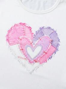 SHEIN 2pcs/Set Teen Short Sleeve & Long Pants Set, Bow Ribbon Pink, Suitable For Spring/Summer, Sports & Commute - Multicolor - View 3