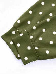 Airaco Women's Polka Dot Casual Versatile Everyday Long Sleeve Sweatshirt - Green - View 5