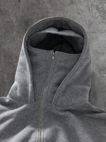 AXEPEAK 男士寬鬆舒適保暖休閒度假大學戶外時尚拼接連帽衛衣 - 淺灰色 - 查看 4