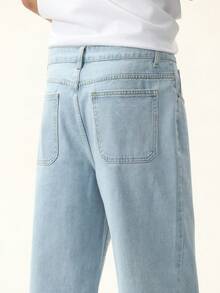 Manfinity Homme Men's Plus Size Light Wash Blue Denim Jeans Casual Versatile Long Pants - Light Wash - View 7