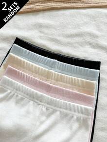 SHEIN Vintaside Kids (隨機2套) 少女四季款吊帶背心與短褲套裝，刺繡蝴蝶結，多色吊帶背心與短款內褲套裝 - 彩色 - 查看 7