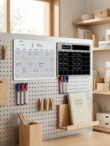 Haus Hana 1Pc/2Pcs Magnetic Fridge Monthly Calendar Board, Soft Dry Erase Rubber Magnet Material, Grid Monthly Layout Reusable Writable Planner For Refrigerator Household Schedule Reminder, Gift For Family Household Managers Holiday Present - Multicolor - View 9