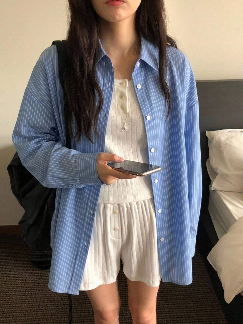 Women's Loose Colorblock Striped Long Sleeve Lapel Casual Vacation Spring Autumn Blouse Shirt