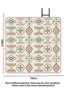 Selimut Piknik Lipat Motif Geometris Klasik, Tikar Luar Ruangan Portabel Tahan Air dan Pasir untuk Perjalanan, Taman, dan Halaman Rumput - MultiWarna - View 9