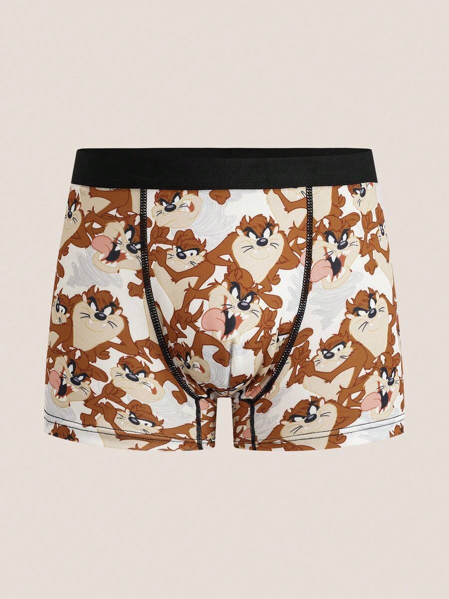LOONEY TUNES X SHEIN Quần boxer nam thiếu nhi in hoạt hình dễ thương thời trang - trắng - Xem 1