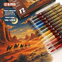 Set Spidol Akrilik Cair Lurus 12 Warna, Cocok untuk Melukis, Grafiti, dan Penandaan Warna - Set - View 11