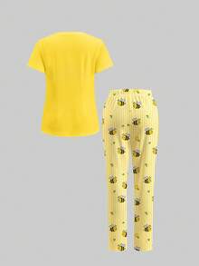 TaskEZ Conjunto de Uniforme de Fregado con Estampado de Abejas en Todo el Body, Adecuado para el Trabajo, el Transporte y el Hospital de Mascotas - Multicolor - Ver 2